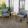 thumbnail image 2 of Aveiro 3-Piece Modern Bohemian Roped Acacia Wood Conversation Outdoor Patio Set with Cushions, Gray/Teak Brown, 2 of 7