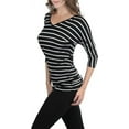 thumbnail image 5 of ToBeInStyle Women's Striped Drop-Sleeve Side Shirring Top, 5 of 12