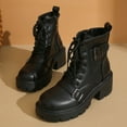 thumbnail image 5 of Black Ladies Everyday Boots Featuring Round Toe Design And Front Lace-Up Closure Mid Heel Great For Casual Outfits, 5 of 8