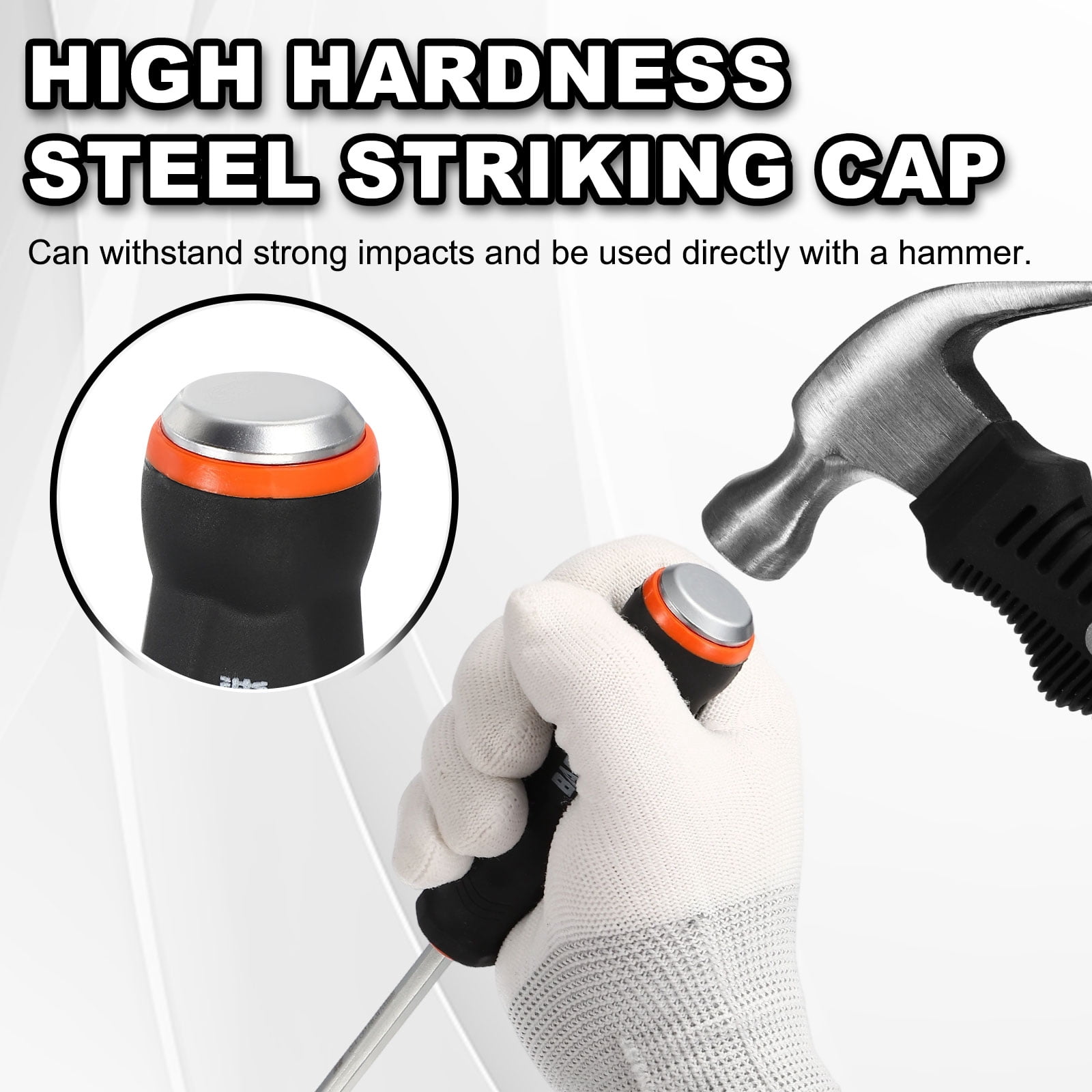 Uxcell 2Pcs Magnetic Screwdriver Set SL8/PH8 x 250mm CR-V Steel Go-thru Phillips Slotted Screwdrivers with Striking Cap for Industry and Automobile Repair
