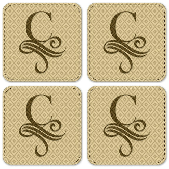 Vinyl Drink Coasters - Set of 4 - Letter "C" Monogram