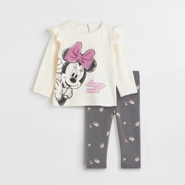 Conjunto de ropa de Minnie para niña recién nacida, Tops de algodón, camisetas y Leggings para niñas de 0 a 4 años, 2 piezas