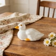 thumbnail image 4 of Ceramic Duck Figurine, White Small Animal Decoration for Home Desk and Shelf, Cute Toilet Tank Ornament and Landscape Decor, 4 of 6