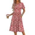 thumbnail image 4 of Fantaslook Summer Short Sleeve Midi Dresses for Women Casual Floral T Shirt Dresses Flowy Beach Sundress with Pockets, 4 of 9