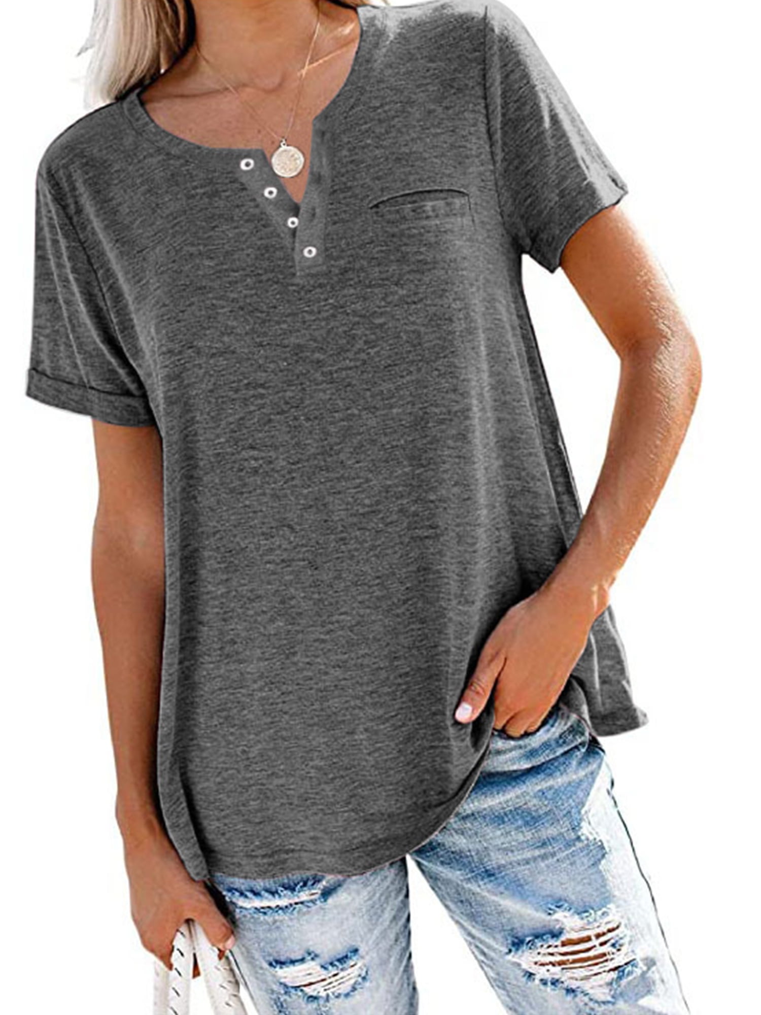 Mens Plain Short Sleeve Shirts Summer Beach Casual Loose T-Shirt Comfy Basic Tee