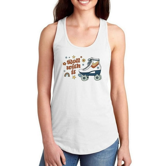 Roll With It. Rollerskates Racerback Tank Women -Victoria Barnes Designs, Female Medium