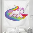 thumbnail image 1 of Unicorn Tapestry, Unicorn Runs on the Rainbow Mythological Fantasy Creature Image, Fabric Wall Hanging Decor for Bedroom Living Room Dorm, 5 Sizes, White Lilac, by Ambesonne, 1 of 1