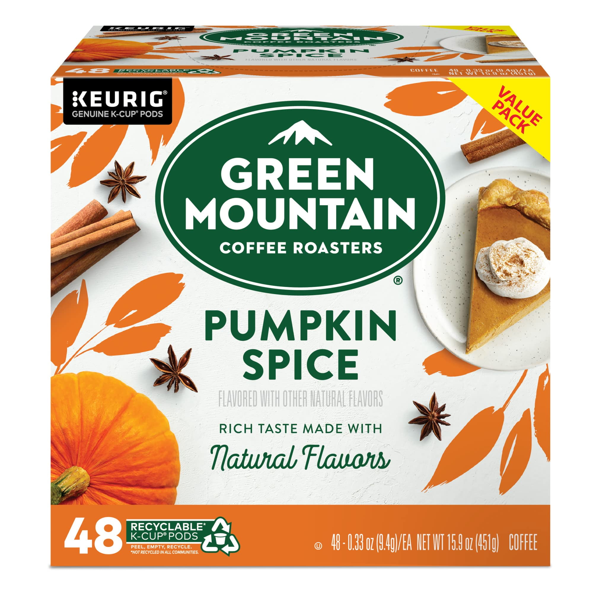 Green Mountain Coffee Pumpkin Spice Value Pack Keurig Single-Serve K-Cup Pods, 48 Count