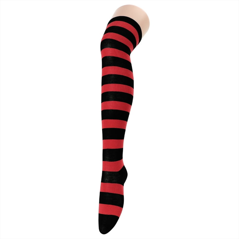 Red and black thigh high socks best sale