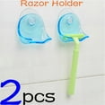 thumbnail image 1 of 2PCS Plastic Super Suction Cup Razor Rack Clear Bathroom Razor Holder Shaver Storage Rack Bracket, 1 of 9
