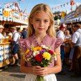 thumbnail image 2 of Mnyotv Girls Dirndl Blouses Traditional Summer Plaid T Shirts Flutter Sleeve Ruffle V Neck Tops Size 9-10 Years, 2 of 5