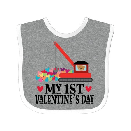 

Inktastic My 1st Valentines Day Truck Crane Gift Baby Boy or Baby Girl Bib