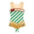 thumbnail image 5 of iiniim Women's Candy Cane Christmas Sparkly Striped Sleeveless Leotard Dress Dancewear Size S-3XL Green 3XL, 5 of 7