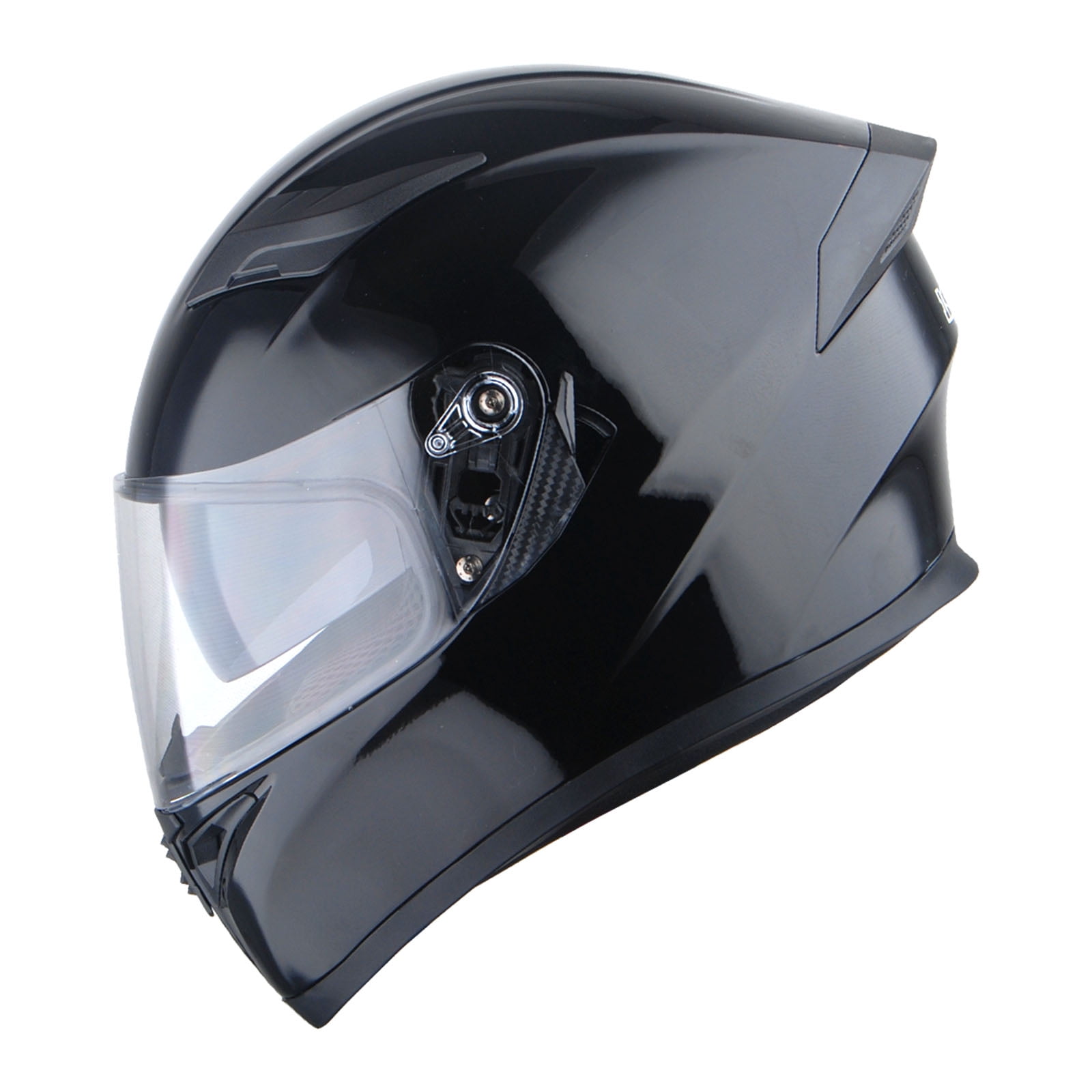 1Storm Motorcycle Street Bike Dual Visor/Sun Visor Full Face Helmet Mechanic with LED Tail Light: LED_HJK316 Glossy Black