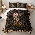 thumbnail image 2 of Manfei Kawaii Bow Letter K Monogrammed Quilt King for Teens Girls,Vintage Cheetah Print Alphabet King Coverlet Set for Female, 2 of 7