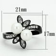 thumbnail image 2 of Two-Tone IP Black (Ion Plating) Stainless Steel Ring with Synthetic Pearl in White for Women White Stone Color Style TK1361 Size 5, 2 of 4