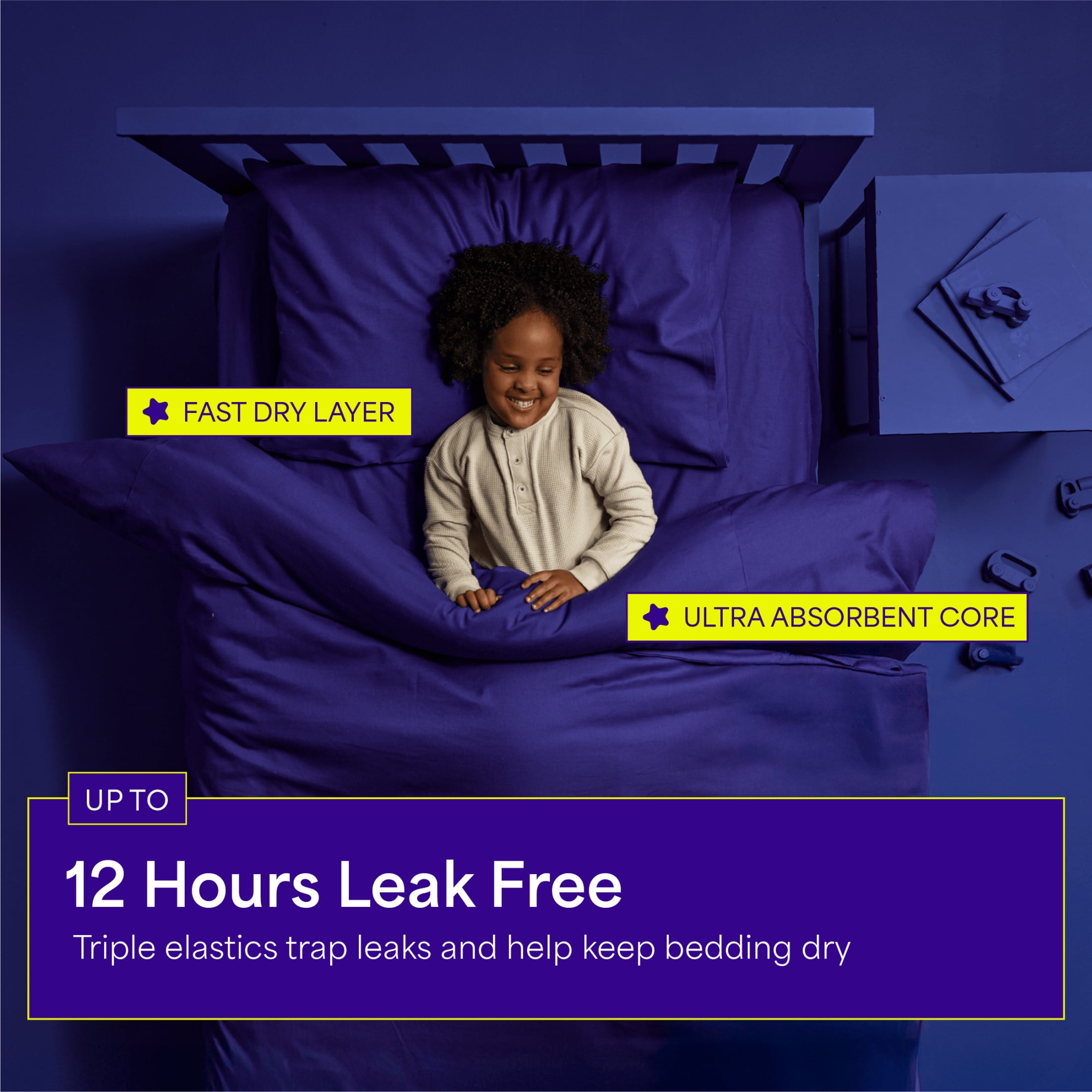 Rascals Night Pants, Absorbent Disposable Girls Nighttime Bedwetting Underwear, L (64-99 lbs), 34 Count, Night Pants