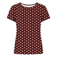 thumbnail image 6 of Olyvenn Women Cute Polka Dot Shirt Short Sleeve Crop Tshirt Y2K Aesthetic Round Neck Shirts Slim Fit Tee Going Out Tops Wine XXL, 6 of 6