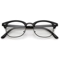 thumbnail image 1 of Retro Horn Rimmed Metal Nose Bridge Clear Lens Half Frame Eyeglasses 49mm (Black-Gunmetal / Clear), 1 of 4