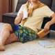 thumbnail image 5 of Balery Peacocks Pantalones cortos de pijama de punto de algodón para hombre con cinturilla y bolsillos-XX-Large, 5 of 6