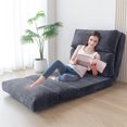 thumbnail image 2 of MAXYOYO Fluffy Soft Bean Bag Sofa Bed,Extra Thick Adult Floor Mattress with Washable Soft Faux Fur Cover,Folding sofa bed for Bedroom Living Room,Dark grey,Single, 2 of 7