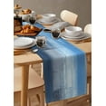 thumbnail image 6 of Abstract Blue Table Runner-Cotton Linen- 120 Inch Holiday Dresser Scarves, Farmhouse Geometric Minimalist Smear Art Tablerunner for Kitchen Coffee/Dining Bedroom Living Room Dinner Scarf Décor 13x120, 6 of 9