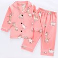 thumbnail image 2 of HAYIMI Boys Cartoon Print Pajama Soft Comfy Loungewear Kids Home Sleep Wear Long Sleeve Lapel Button Shirts Blouse Tops With Pants Homewear, 6-7 Years, 2 of 7