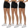 thumbnail image 1 of Pantalones cortos moteros QGGQDD de cintura alta, 3/5/8, negros para mujer, paquete de 3, 1 of 5
