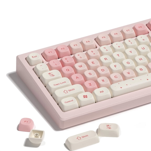 COSTOM Cute Pink Sakura Custom Keycaps, 133 Keys Dye-Sublimation PBT Keycaps, MOA Profile Key caps Set for 61/68/84/87/98/100/104 Cherry MX Mechanical Keyboard
