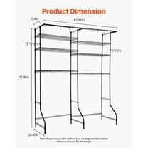Heavy Duty Over The Washer and Dryer Shelf, 6-Tier Adjustable Laundry Storage Rack with Hanging Rod, Space Saver for Clothes & Supplies, Black