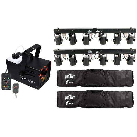 (2) Chauvet DJ 6SPOT LED Color Changer System+Travel Bag+Fogger w/Lights/Strobe