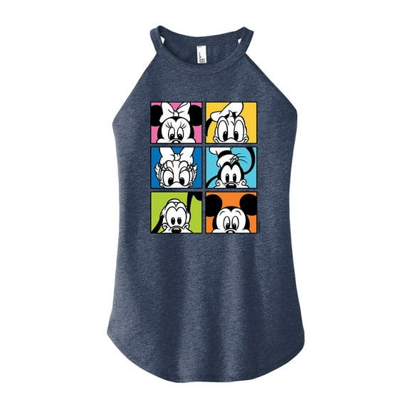 Mickey & Friends - Mickey Friends Grid - Juniors High Neck Tank Top