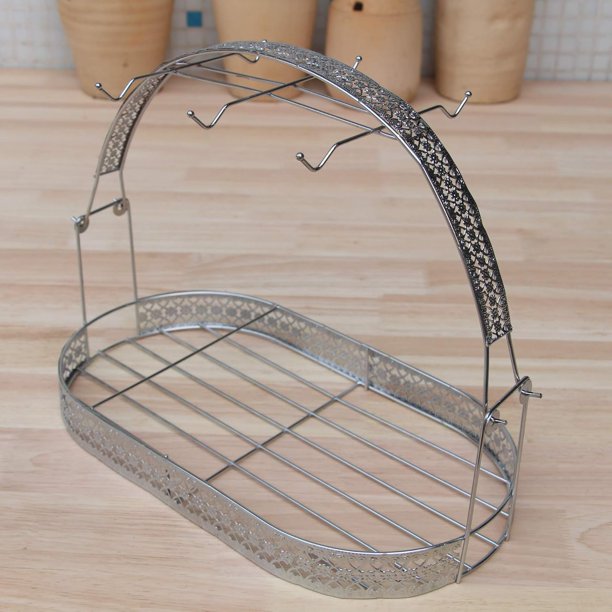 Soporte para tazas, soporte para tazas de café, organizador de platos, escurridor de tazas de hierro forjado, estante de secado para mostrador, mesa, cocina, restaurante, oficina (plata A)