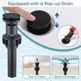 thumbnail image 4 of Wowkk Sanitary Ware Single Handle Bathroom Sink Faucet Modern SUS304 Stainless Steel Bathroom Faucet with Pop-up Drain and Water Supply Line, Faucets for Bathroom Vanity RV Sink, Matte Black, 4 of 10