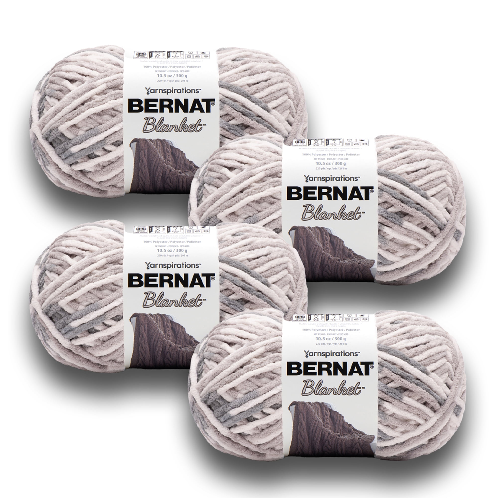 (2 pack) Bernat® Blanket™ #6 Super Bulky Polyester Yarn, Weathered Wood 10.5oz/300g, 220 Yards (4 Pack)