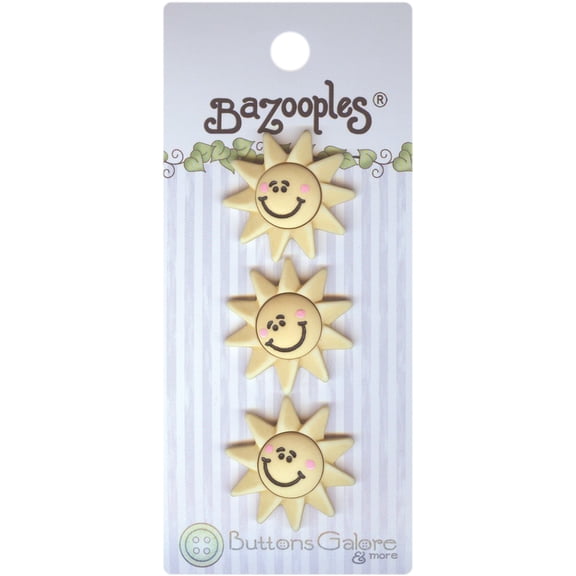 Summer Buttons, Sun Buttons - 7/8in. - Shank Back - 3 Pieces/Pkg. (nmbz129)