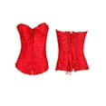 thumbnail image 5 of Bowanadacles Women's Vintage Overbust Corset Classic Bustier Steel Bones Lace Up Top, 5 of 5
