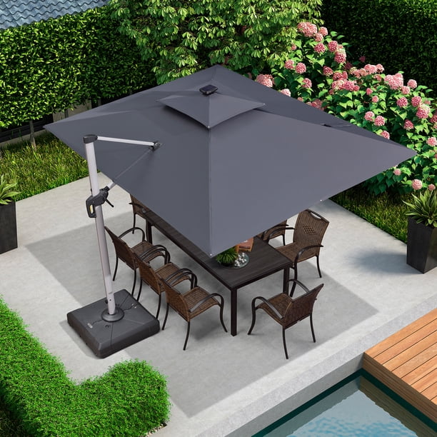 9 purple patio umbrella LEAF Cantilever Outdoor 9' x 9' Square Double Top, Grey This waterproof and UV 9ft Patio Umbrellas | 9