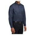 thumbnail image 4 of Mens Tall Long Sleeve Cotton/Polyester Easy Care Shirt Navy/ Light Stone 4X-Large Tall, 4 of 6