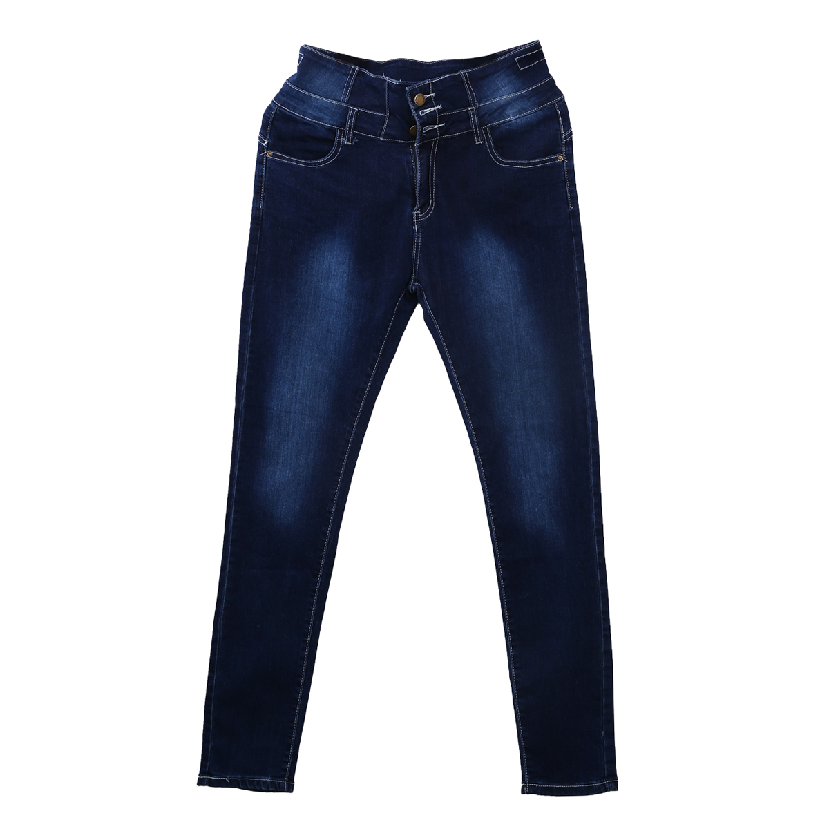 Women's high waist stretch pants denim pencil skinny jeans trousers Indigo Blue - image 3 of 5