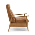 thumbnail image 3 of Pemberly Row Saddle Brown Faux Leather Wood Arm Push Back Recliner, 3 of 12