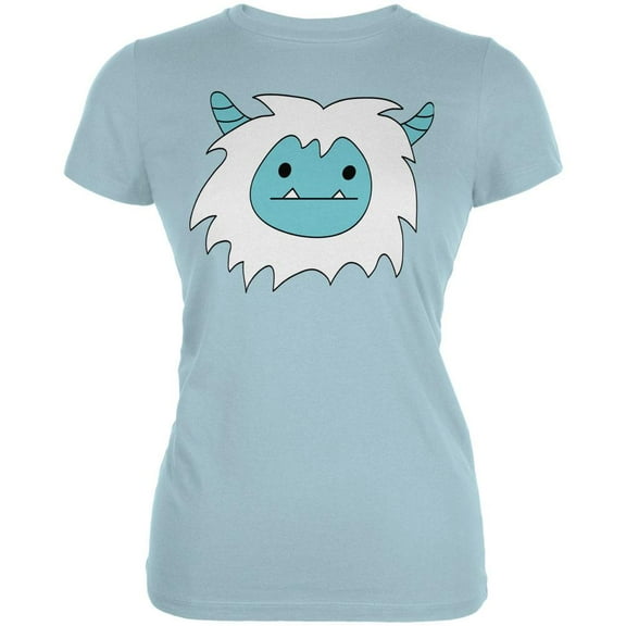 Christmas Abominable Yeti Light Aqua Juniors Soft T-Shirt - X-Large
