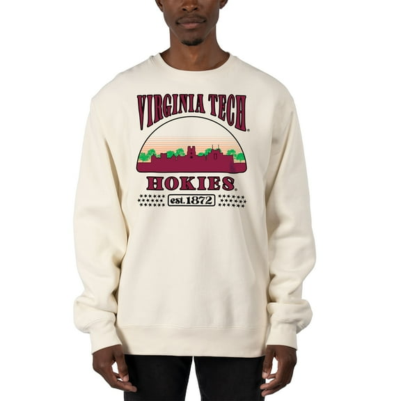 Men's Uscape Apparel Cream Virginia Tech Hokies Premium Heavyweight Pullover Sweatshirt