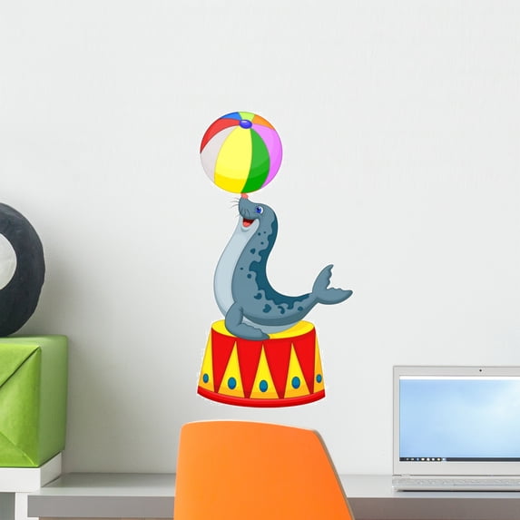 Playing Circus Seal Wall Decal Wallmonkeys Peel and Stick Graphic (18 in H x 12 in W) WM340416