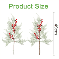 thumbnail image 2 of 6 Pcs Tiges de Baies Rouges de Noël Branches de Pin avec Neige 19 Pouces Pulvérisations Artificielles Givrées de Noël, 2 of 6