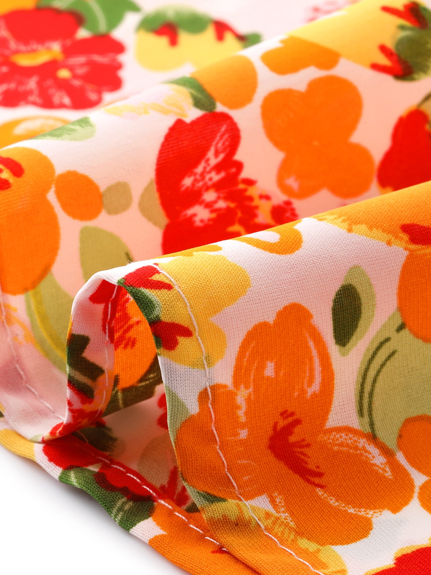 DARING DIVA Women's Floral Midi Peasant Elastic Waist A-Line Skirt M Orange Green