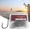 thumbnail image 2 of Opolski 1 Box Wide Crank Different Specifications Fishing J Hooks Carbon Steel Practical Sharp Barbed Fishing Jig Hooks for Fishing Enthusiast, 2 of 8