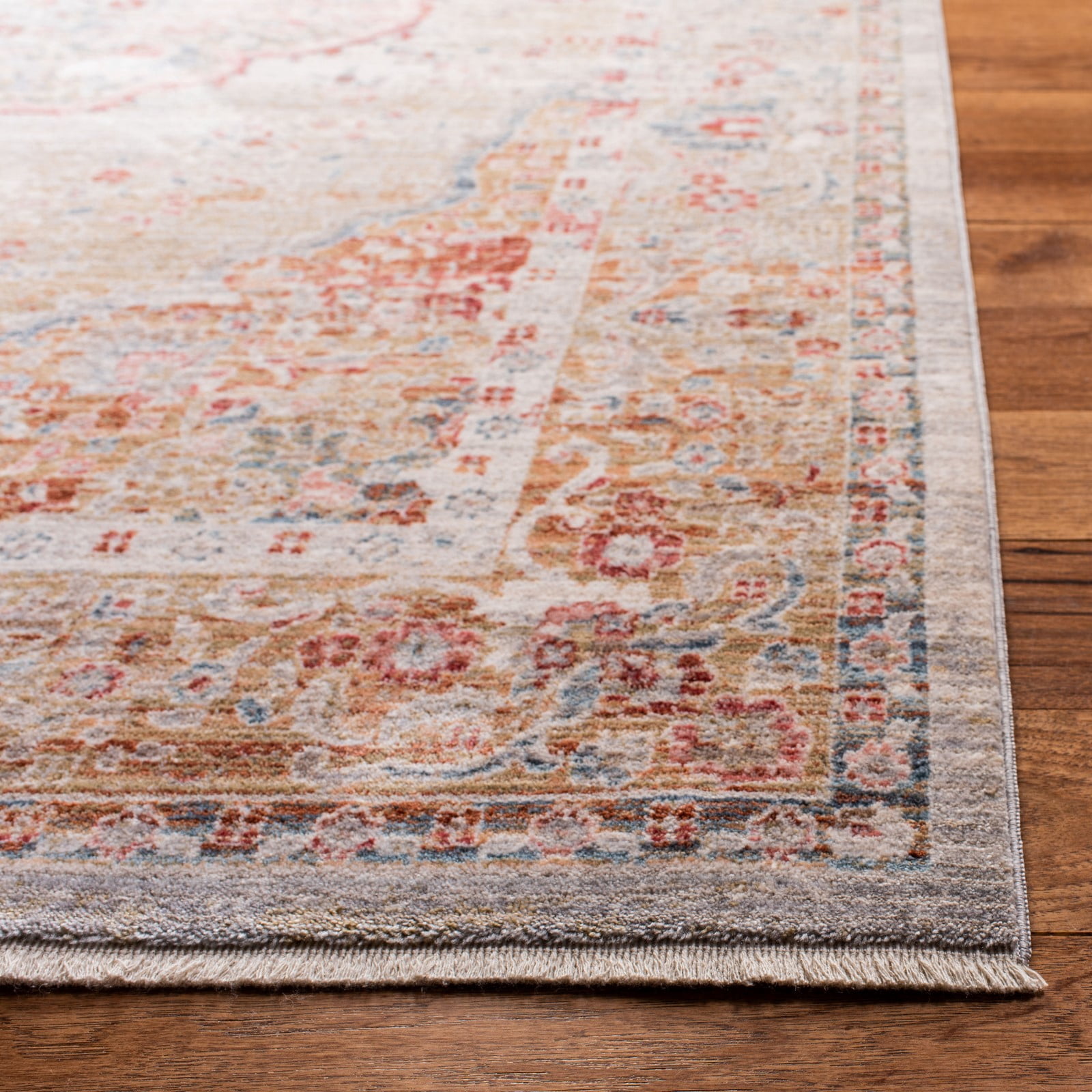 SAFAVIEH Kenitra Georgiana Distressed Polyester Area Rug, Grey/Light Blue, 3' x 5'