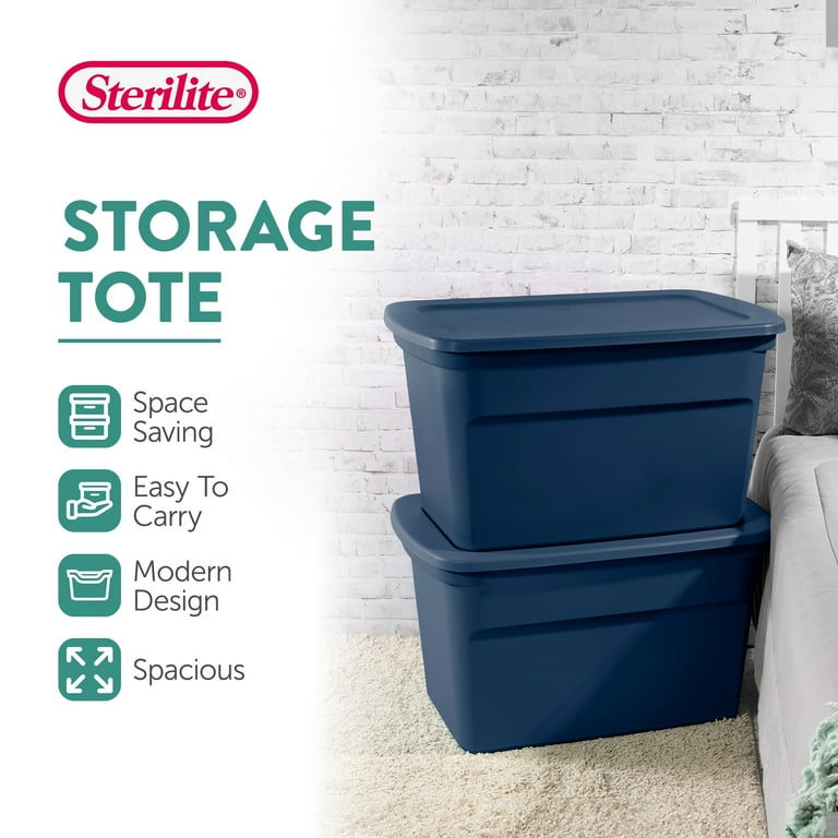 Sterilite Classic Lidded Stackable 30 Gal Storage Tote Container, Pack