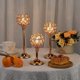 thumbnail image 2 of Candelabros de Cristal Dorado, Portavelas Decorativos para Mesa, Decoración de Hogar, Sala, Chimenea (3, Oro), 2 of 6